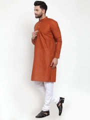 DesiQlo Men Brown Chikan Kurta with Churidar ( JOKP 561 Brown )