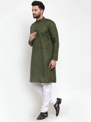 Men Olive Green Chikan Kurta Only ( KO 561 Olive )-KO-561