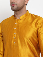 Men's Yellow Jacquard Kurta Only