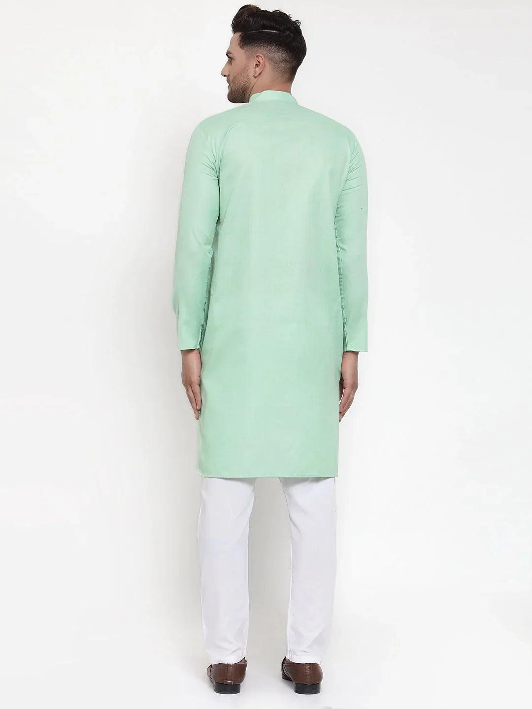 Green Cotton Mens Kurta - Short Kurta for Men Online
