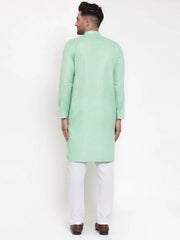 Men Green & White Solid Kurta Only ( KO 611 Green )-KO-611