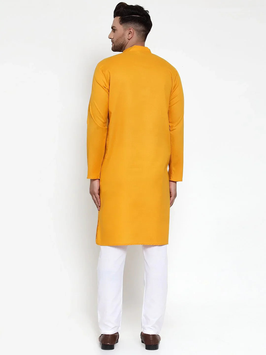 Mustard Yellow Mens Kurta - Cotton Indian Kurta for Men