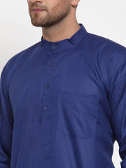 Men Royal-Blue & White Solid Kurta Only ( KO 611 Royal )-KO-611