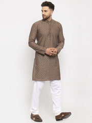 Men Grey Cotton Printed Kurta Only ( KO 614 Grey )-KO-614