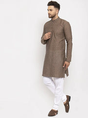 Men Grey Cotton Printed Kurta Only ( KO 614 Grey )-KO-614