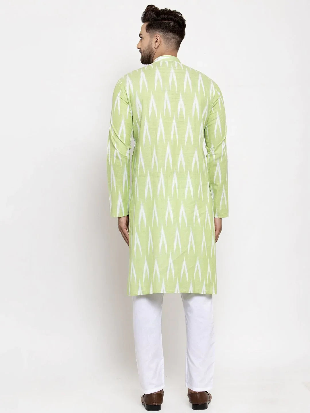Lime Green Cotton Mens Kurta - Modern Indian Kurta for Men