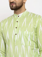 Men Lime Green Woven Design Ikkat Straight Kurta Only ( KO 615 Lime )-KO-615