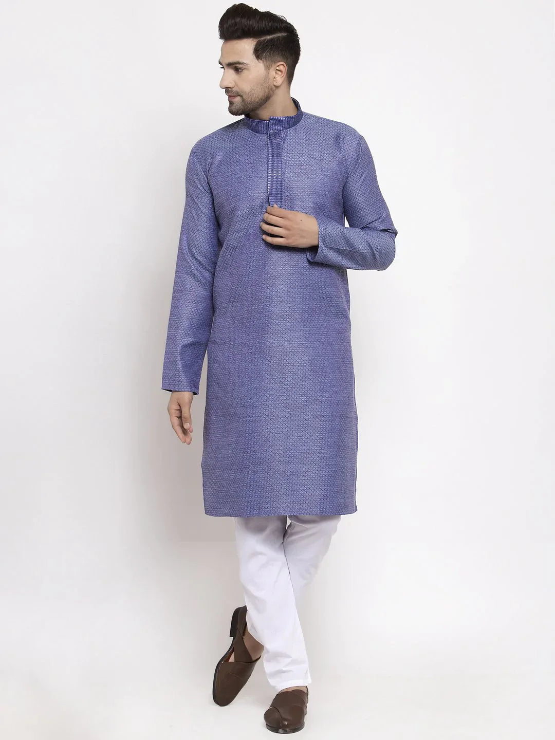 Blue Embroidered Men's Kurta | Indian Kurta for Men