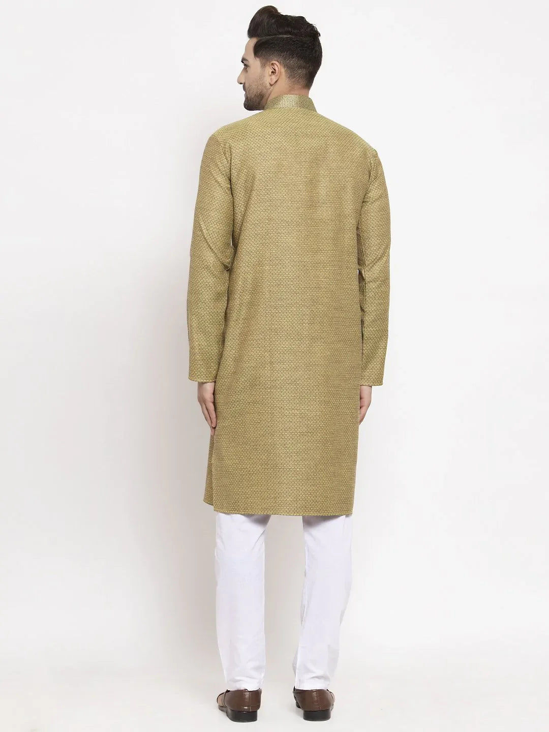 Olive Green Embroidered Mens Kurta | Indian Kurta for Men