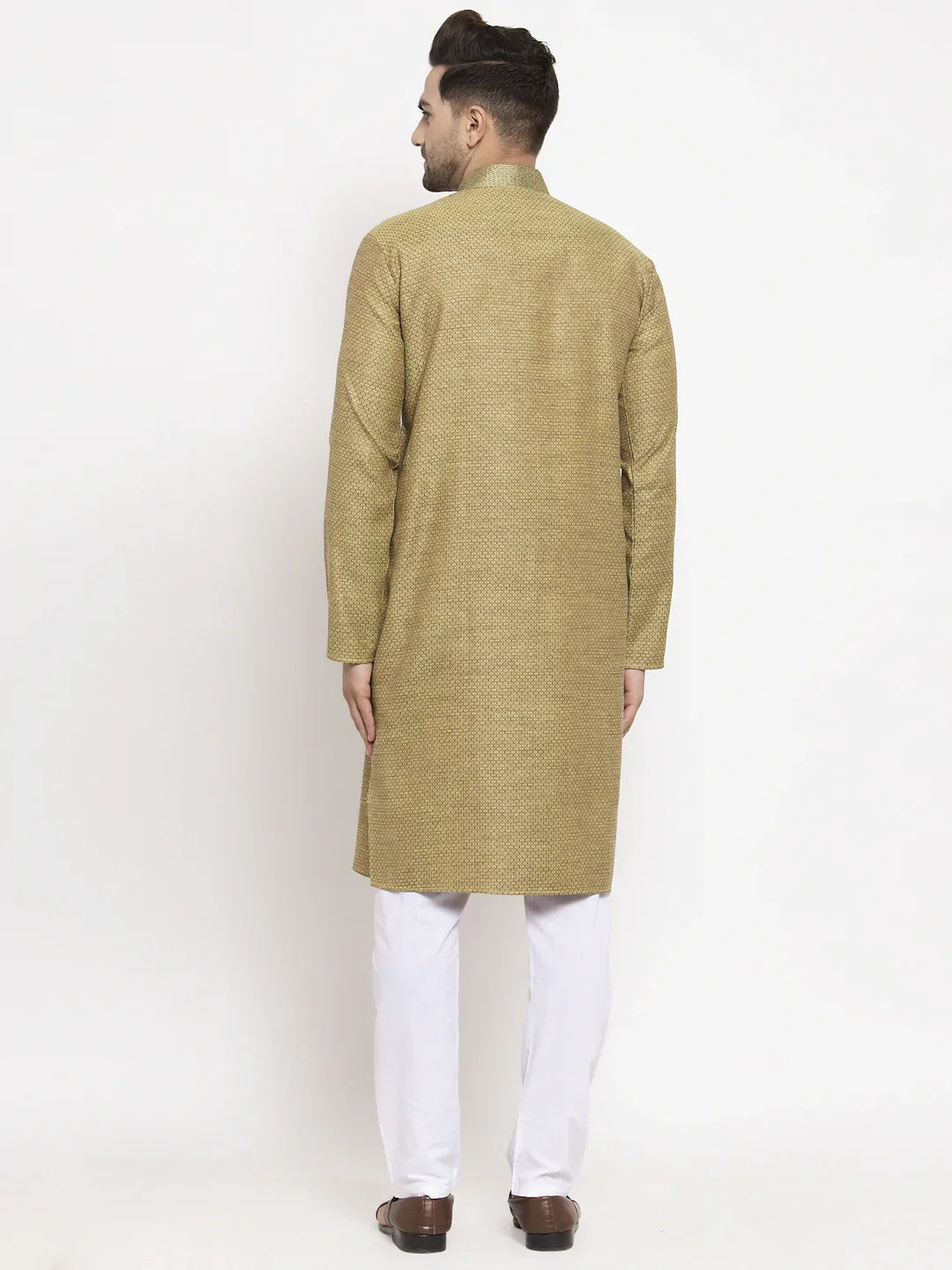 Olive Green Embroidered Mens Kurta Pajama Set | Kurta Pajama