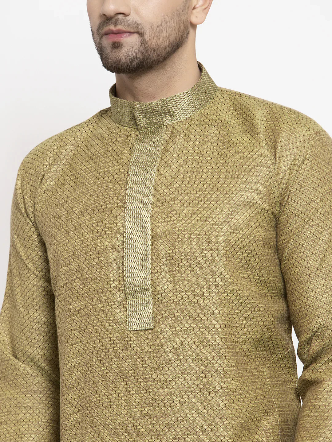 Olive Green Embroidered Mens Kurta Pajama Set | Kurta Pajama