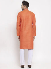 Men Orange Embroidered Kurta Only ( KO 619 Orange )-KO-619