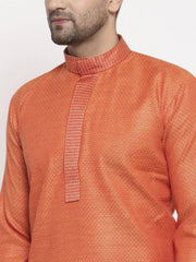 Men Orange Embroidered Kurta Only ( KO 619 Orange )-KO-619