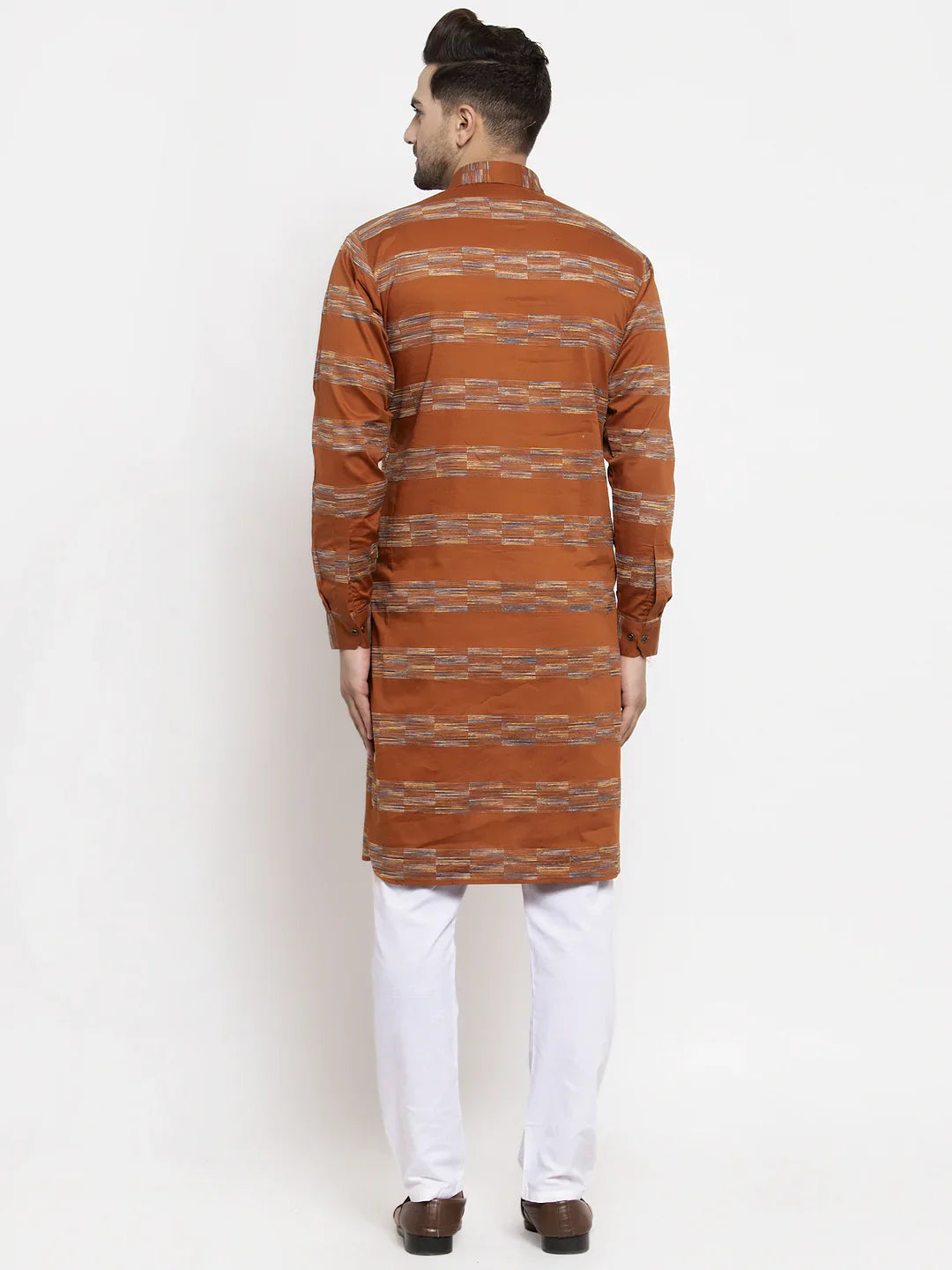 Mustard Woven Mens Kurta Pajama Set | Cotton Ethnic Wear