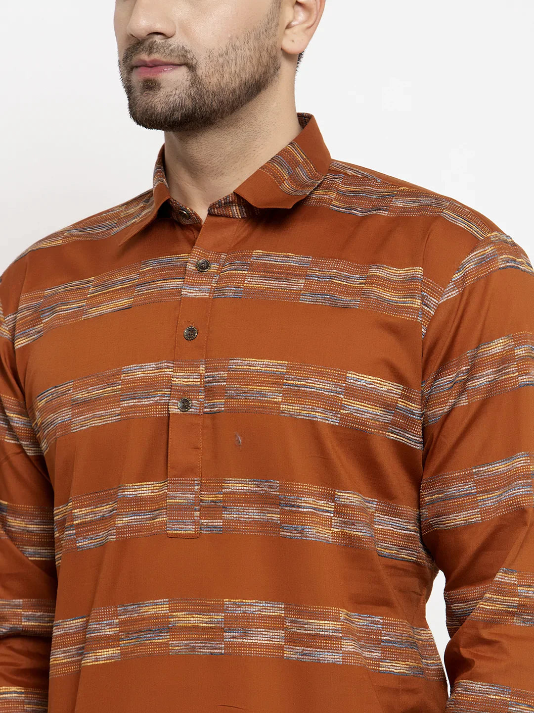 Mustard Woven Mens Kurta Pajama Set | Cotton Ethnic Wear