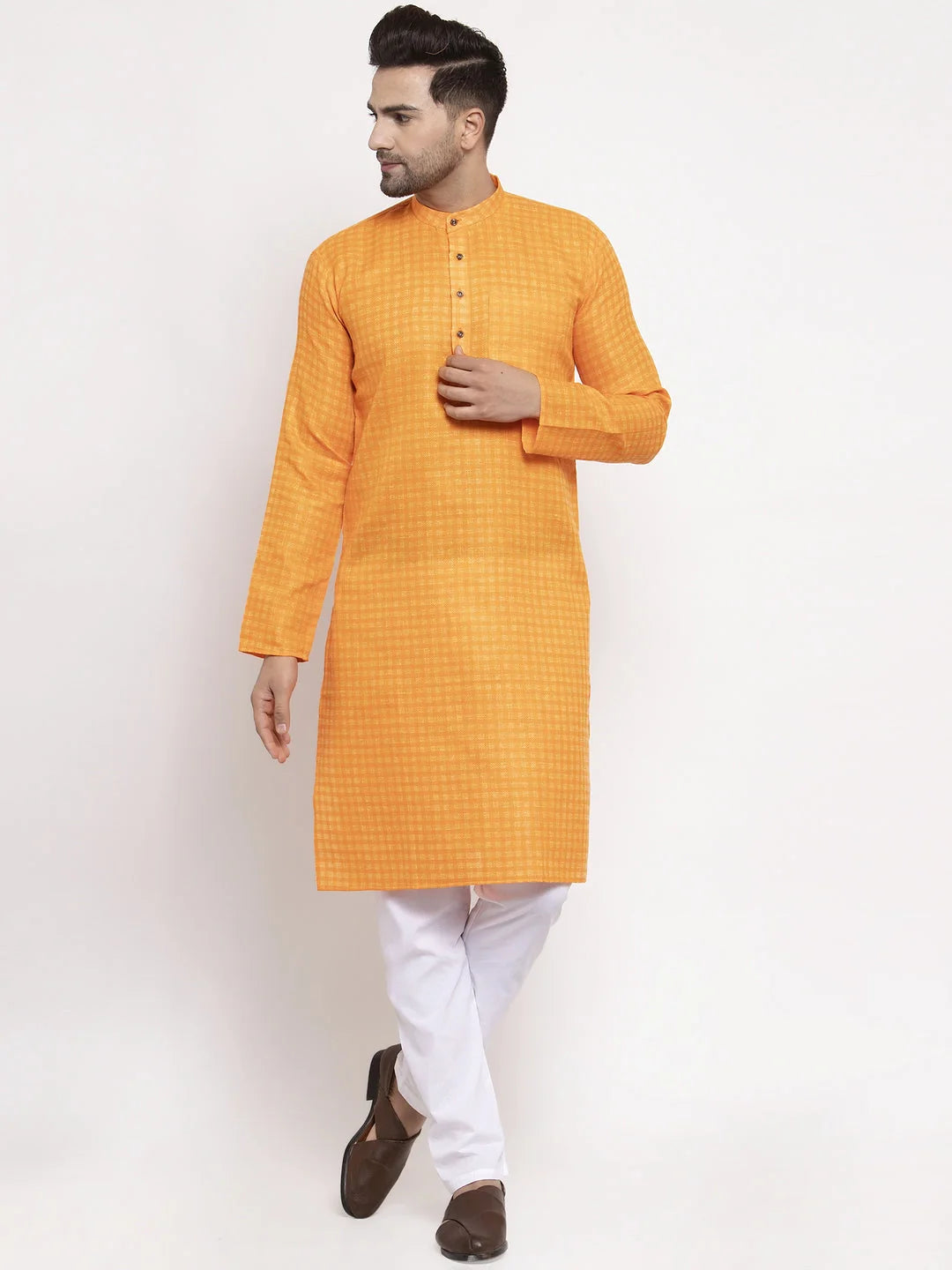Yellow Mens Kurta Pajama Set | Cotton Kurta Payjama Online