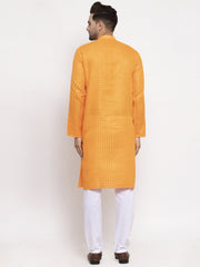 Men's Yellow Woven Kurta Only