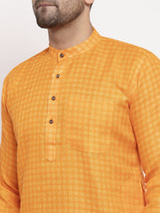 Men's Yellow Woven Kurta Only