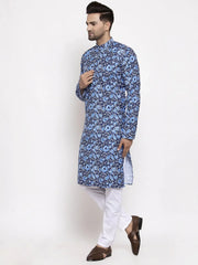 Men Blue Printed Kurta Only ( KO 623 Blue )-KO-623