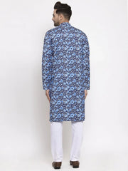Men Blue Printed Kurta Only ( KO 623 Blue )-KO-623