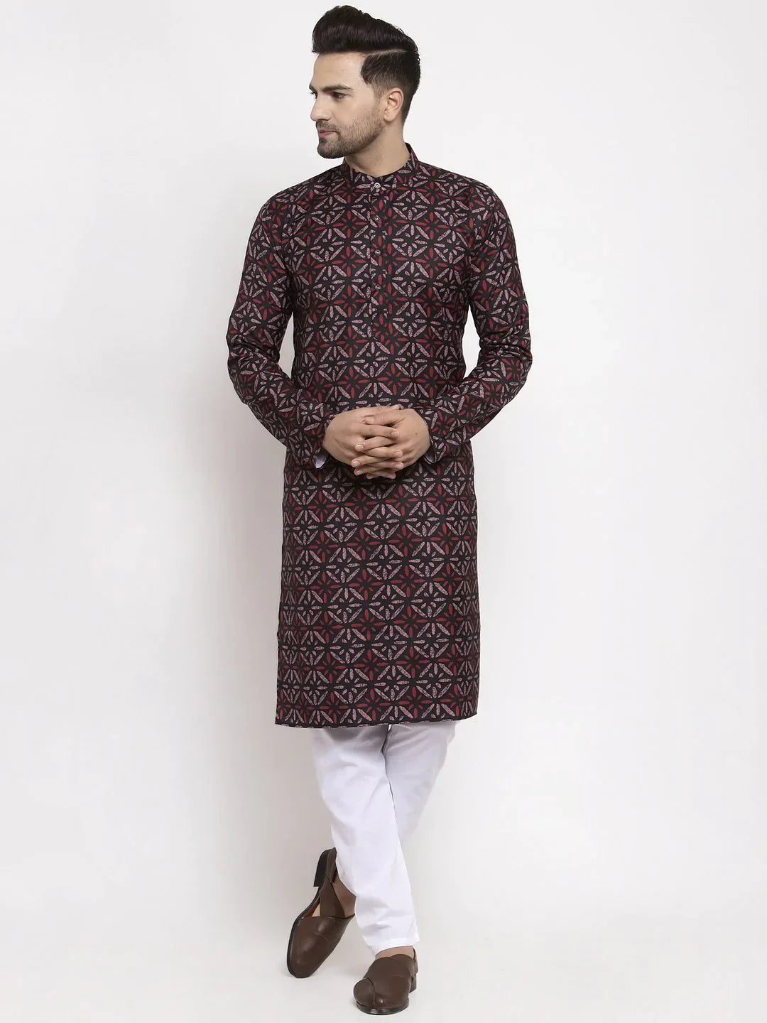Brown Printed Mens Kurta Only | Indian Kurta for Men