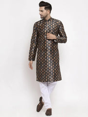 Men Black Printed Kurta Only ( KO 624 Black )-KO-624