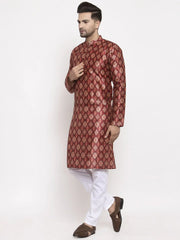 Men Maroon Printed Kurta Only ( KO 624 Maroon )-KO-624