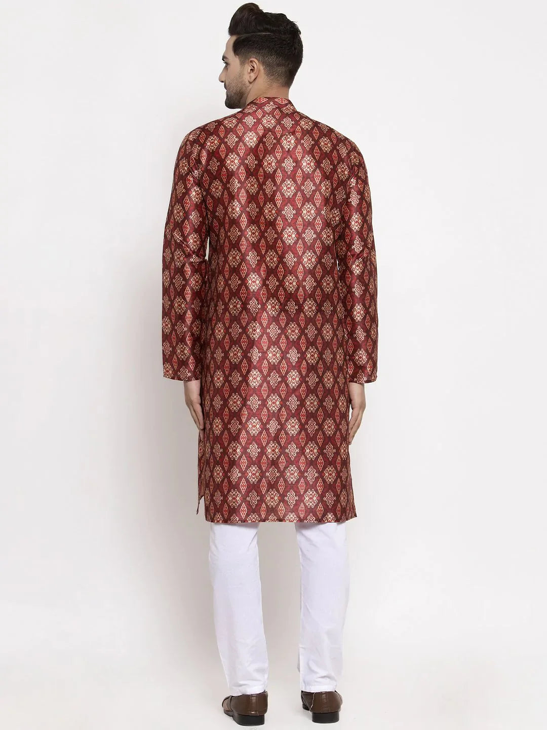 Maroon Printed Mens Kurta Only | Wedding Kurta for Men