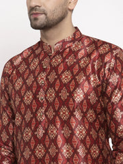 Men Maroon Printed Kurta Only ( KO 624 Maroon )-KO-624