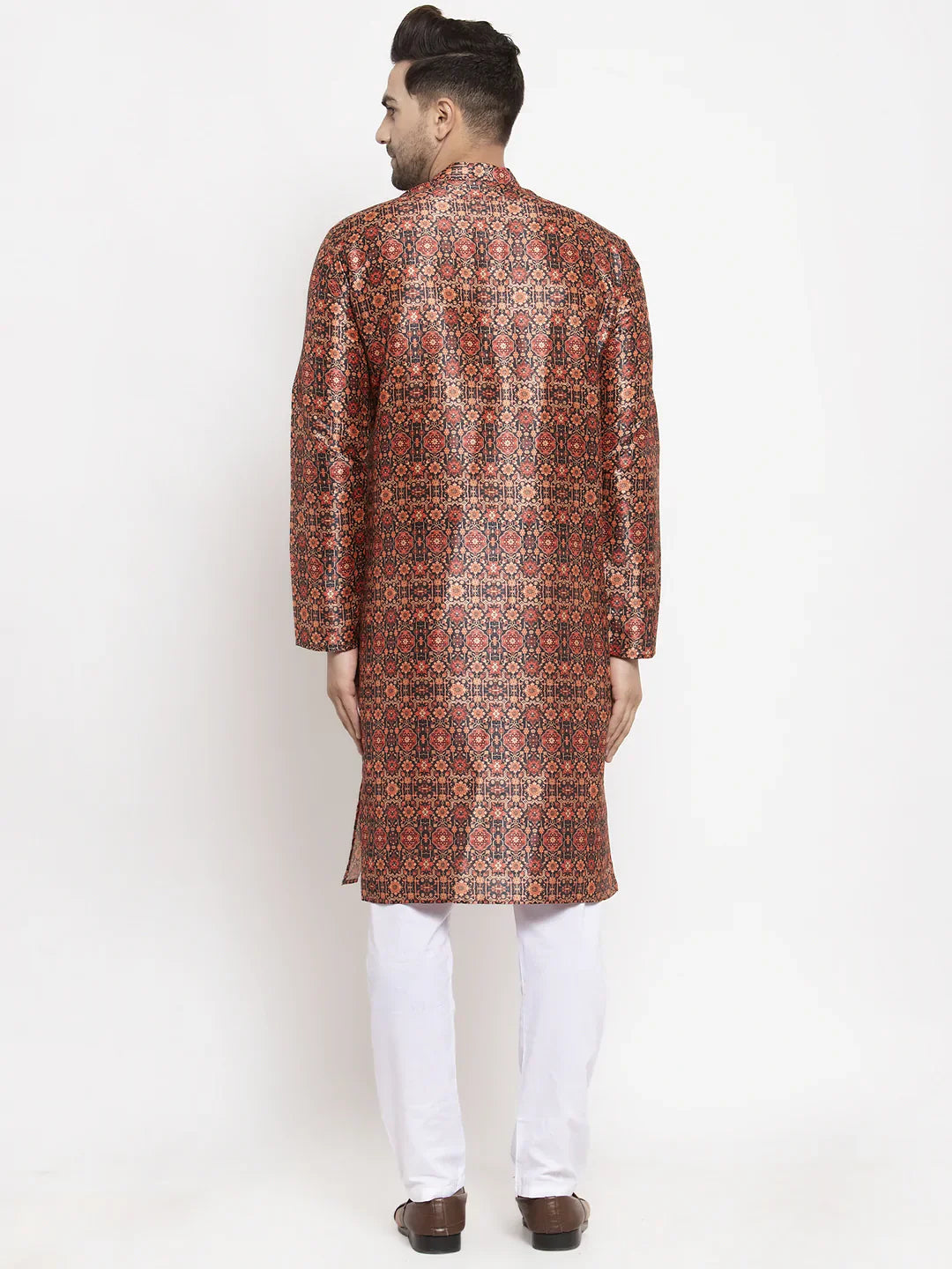 Multi-colour Printed Mens Kurta Pajama Set - Pathani Style