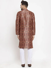 Men Multi-colour Printed Kurta with Pyjamas ( JOKP 624 Multi-Black )-JOKP-624