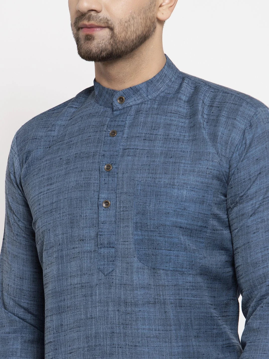 Blue Cotton Mens Kurta - Indian Kurta for Men Stylish Design