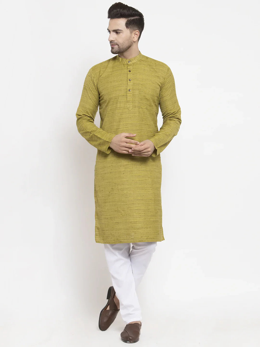 Green Cotton Mens Kurta Pajama Set - Stylish Kurta Pajama Online