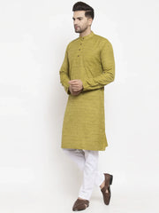 Men Green Self Design Kurta with Pyjamas ( JOKP 625 Green )-JOKP-625