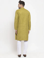 Men Green Self Design Kurta with Pyjamas ( JOKP 625 Green )-JOKP-625