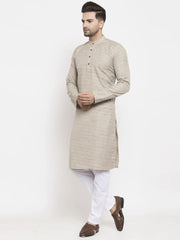 Men Grey Self Design Kurta with Pyjamas ( JOKP 625 Grey )-JOKP-625