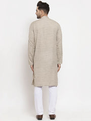 Men Grey Self Design Kurta with Pyjamas ( JOKP 625 Grey )-JOKP-625