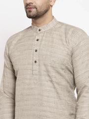 Men Grey Self Design Kurta with Pyjamas ( JOKP 625 Grey )-JOKP-625
