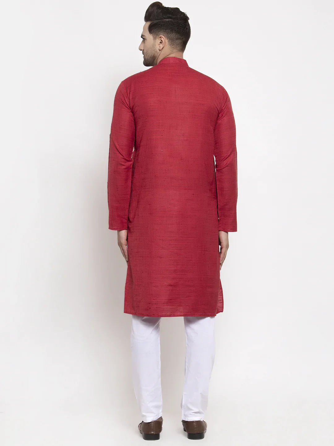 Maroon Cotton Mens Kurta Pajama Set - Premium Kurta Pajama Set