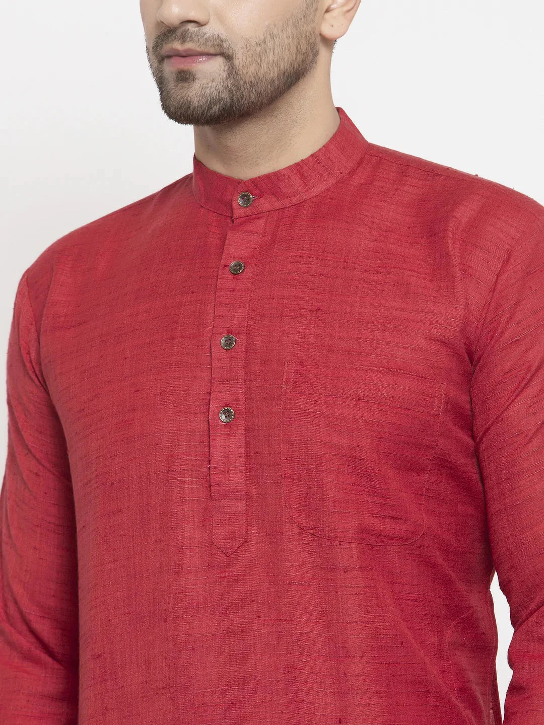 Maroon Cotton Mens Kurta Pajama Set - Premium Kurta Pajama Set