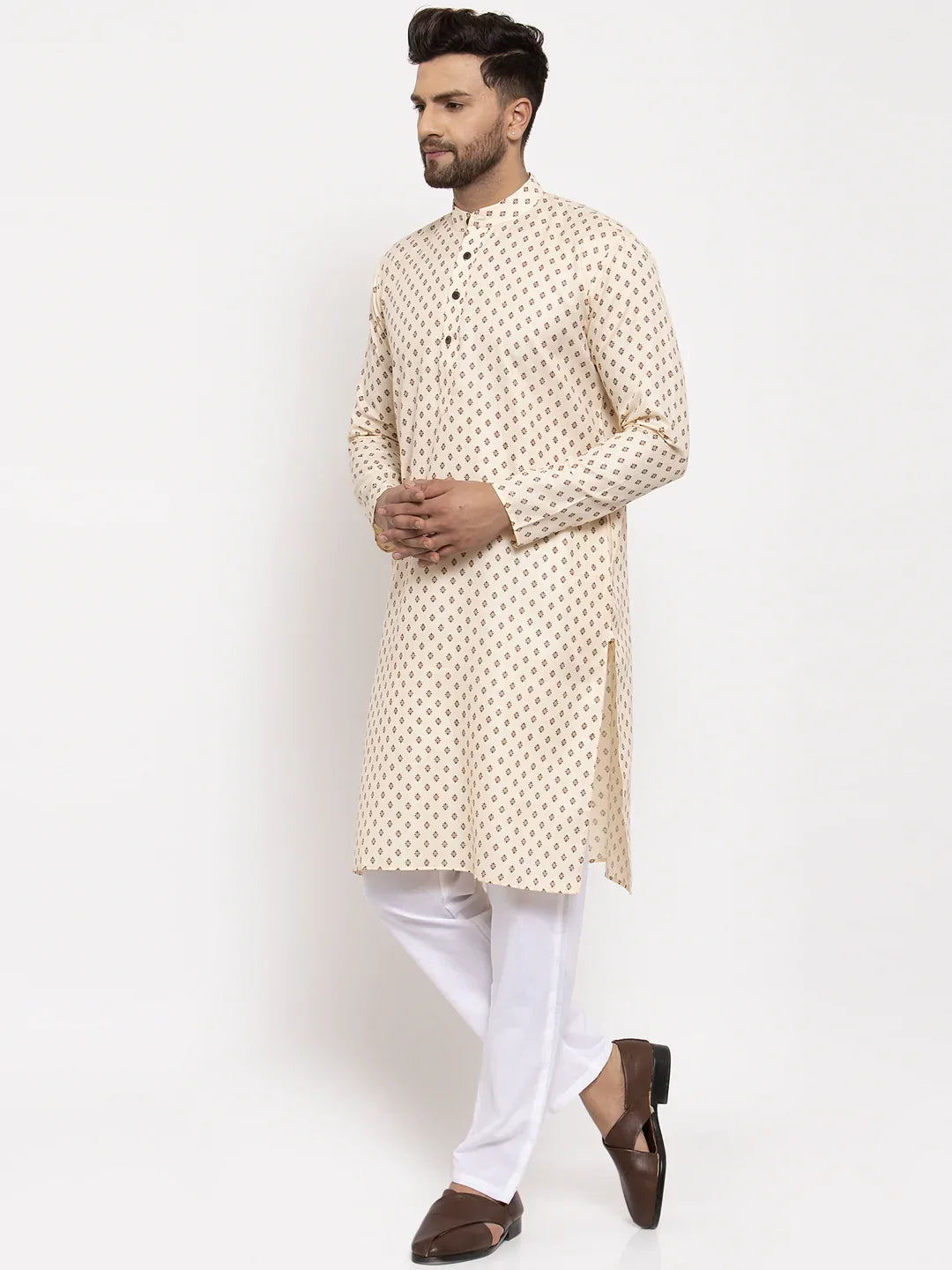 Cream Mens Kurta Pajama Set - Cotton Kurta Pajama