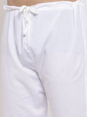 Men Cream-Coloured Printed Kurta with Pyjamas ( JOKP 627 Off-White )-JOKP-627