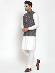 Men's Blue Woven Design Nehru- Jacket