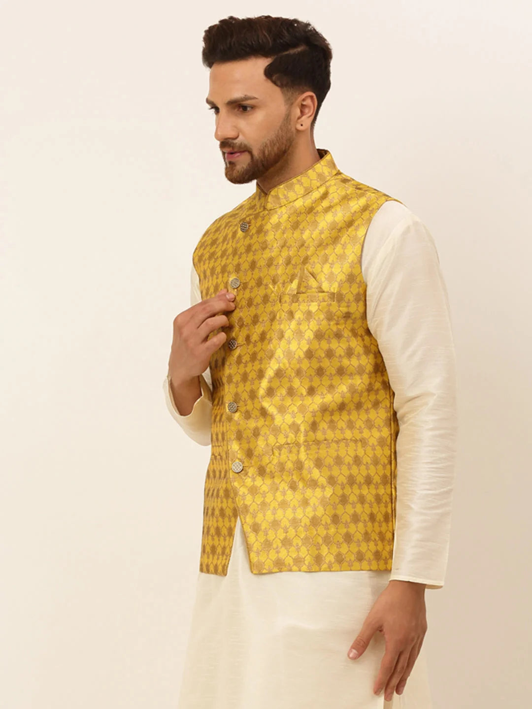 Mustard Nehru Jacket for Men: Cotton Modi Jacket | Ethnic Wear