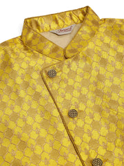Men's Woven Design Waistcoat ( JOWC 4048Mustard )-JOWC-4048