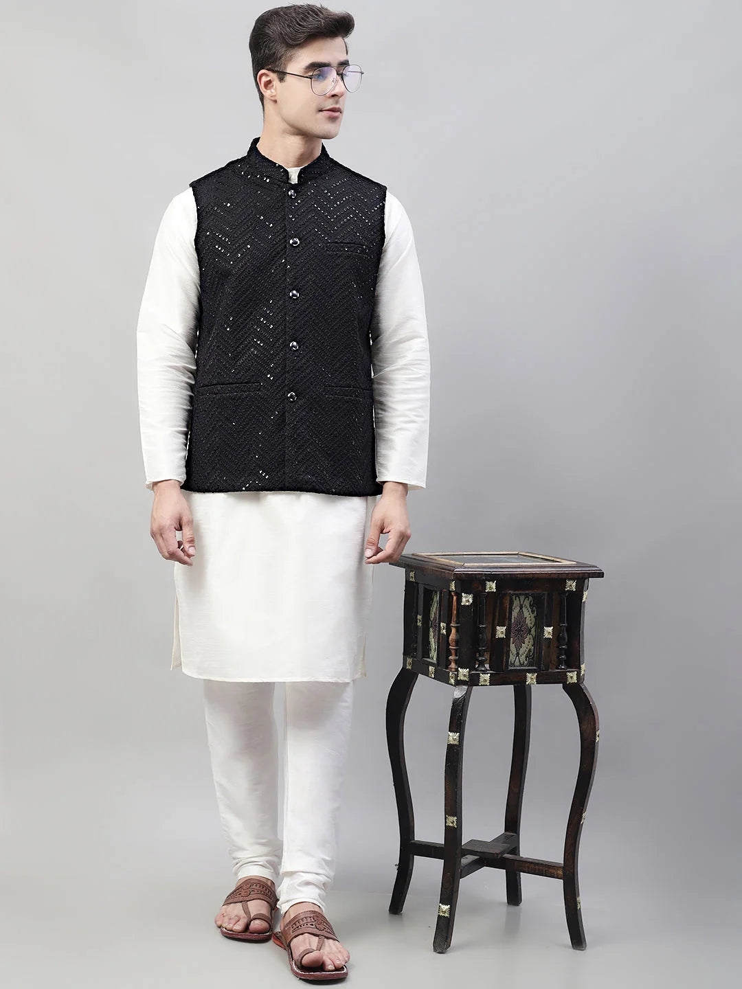 Men's Embroidered Nehru Jacket - Rayon Ethnic Nehru Jackets