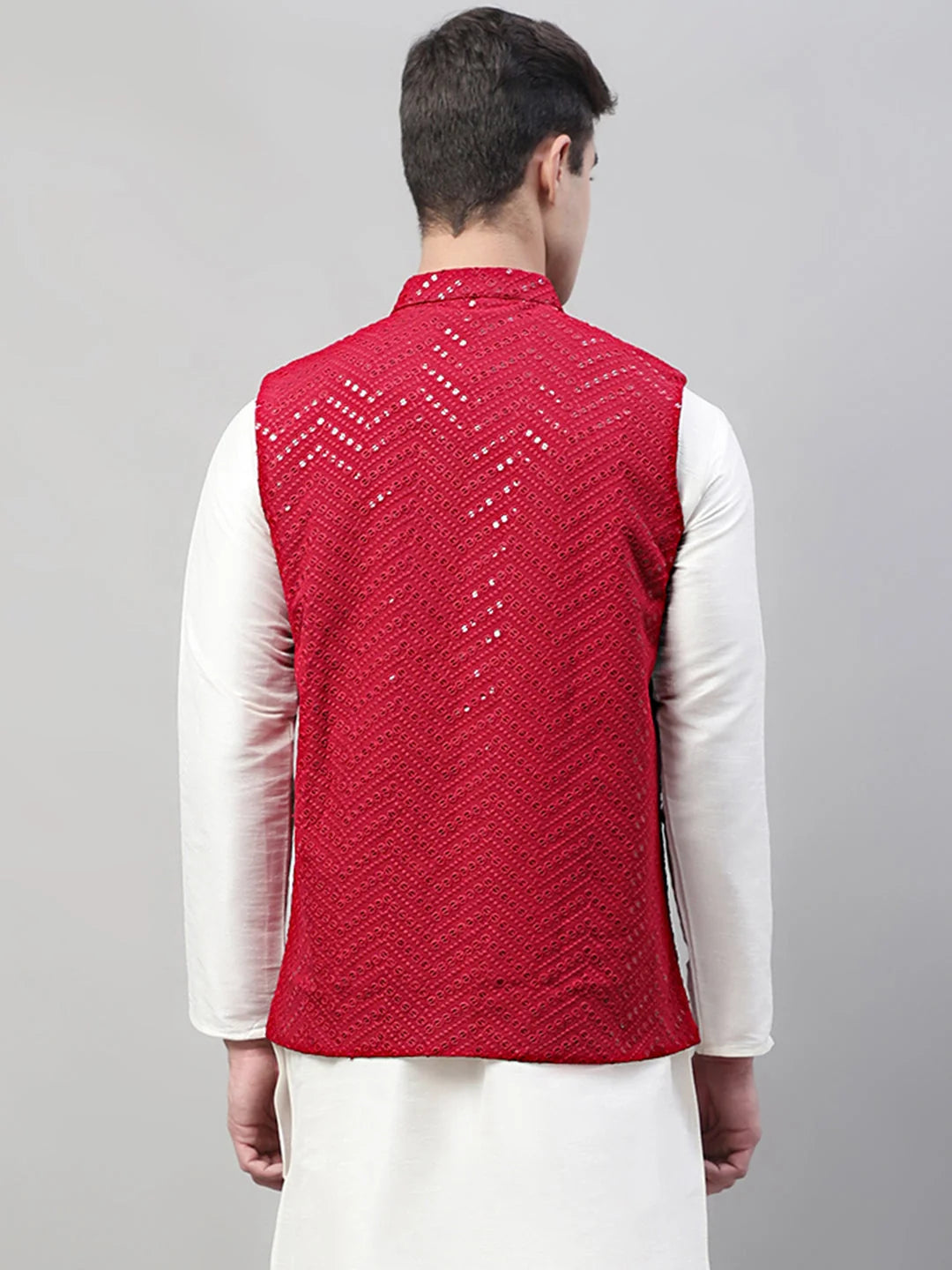 Men's Sequin Rayon Nehru Jacket - Wedding Nehru Jacket