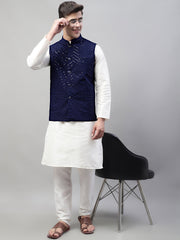 Men Sequins Embroidered Rayon Nehru Jacket-MRJOWC-4075