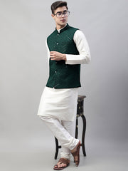 Men Sequins Styled Embroidered Rayon Nehru Jacket-MJOWC-4075