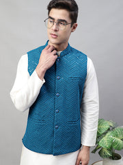 Men Sequins Embroidered Rayon Nehru-MJOWC-4075